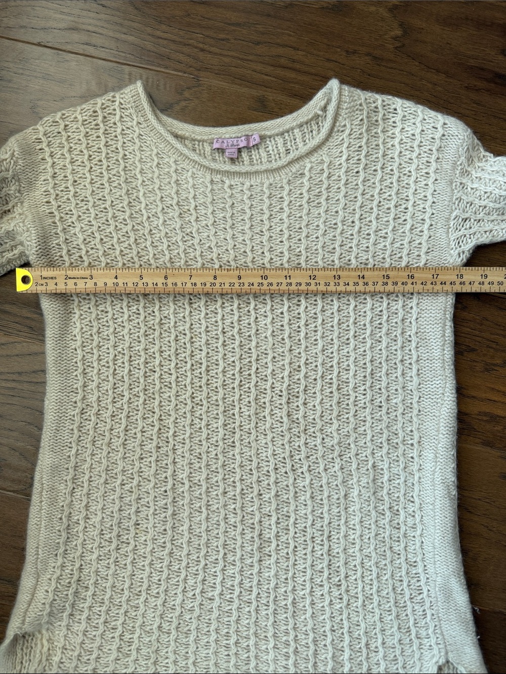 Calypso St. Barth Cream 100% Cashmere Cable Knit Crewneck Sweater S - Picture 6 of 10